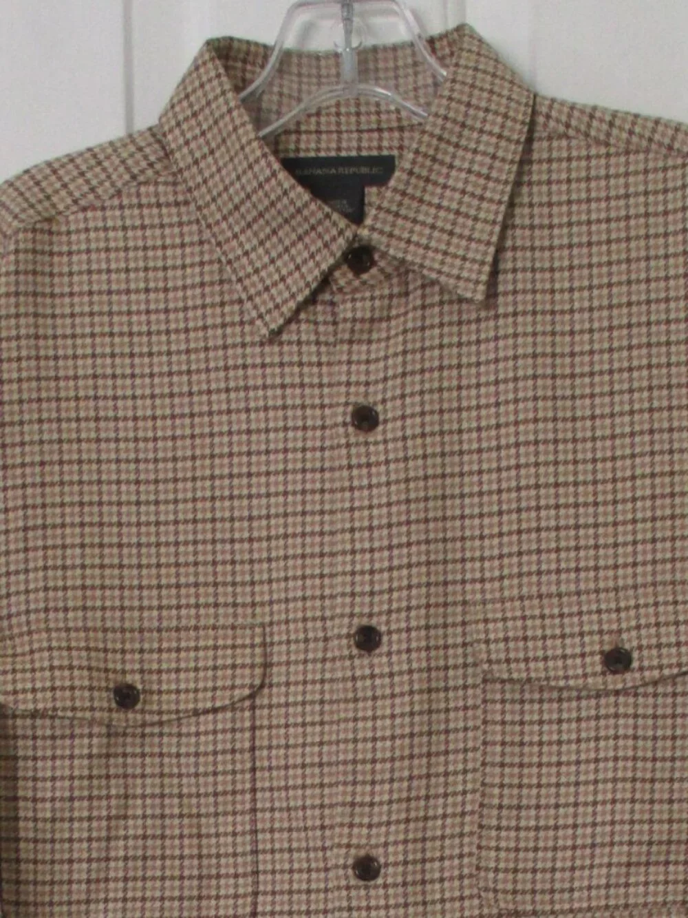 Banana Republic Mens L/S Tan Winter-weight Cotton/Wool Flannel Shirt NWOT-Medium